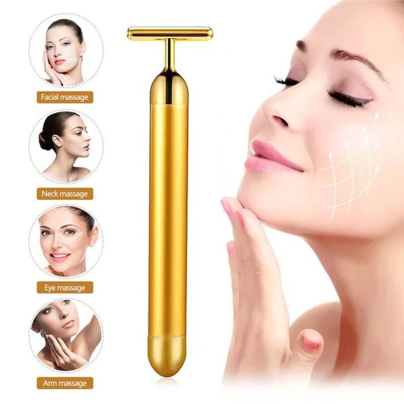 Energy 24K Gold T Beauty Bar Facial Roller Massager - 11 Étoiles
