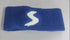 Blue fitness headband featuring a white logo, ideal for sports, workouts, and outdoor activities to enhance comfort and performance.