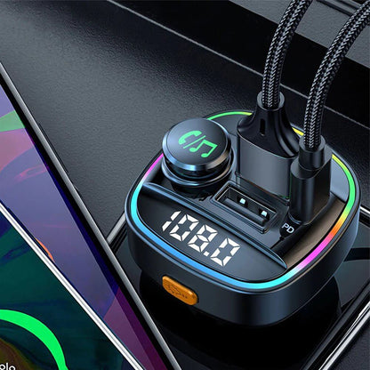 Adaptateur transmetteur FM sans fil Bluetooth 5.0 pour voiture Chargeur USB PD AUX mains libres 