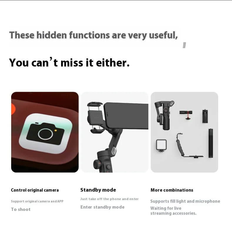 The 3-Axis Smartphone Gimbal is a powerful stabilization tool designed to elevate your mobile photography and videography. With advanced 3-axis stabilization technology, it ensures smooth, shake-free footage, even during dynamic movement. Compatible with most smartphones, this gimbal offers features like object tracking, panorama mode, and time-lapse capabilities for creative shooting.