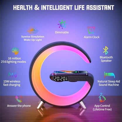 Bluetooth Speaker Wireless Charger Lamp - 11 Étoiles