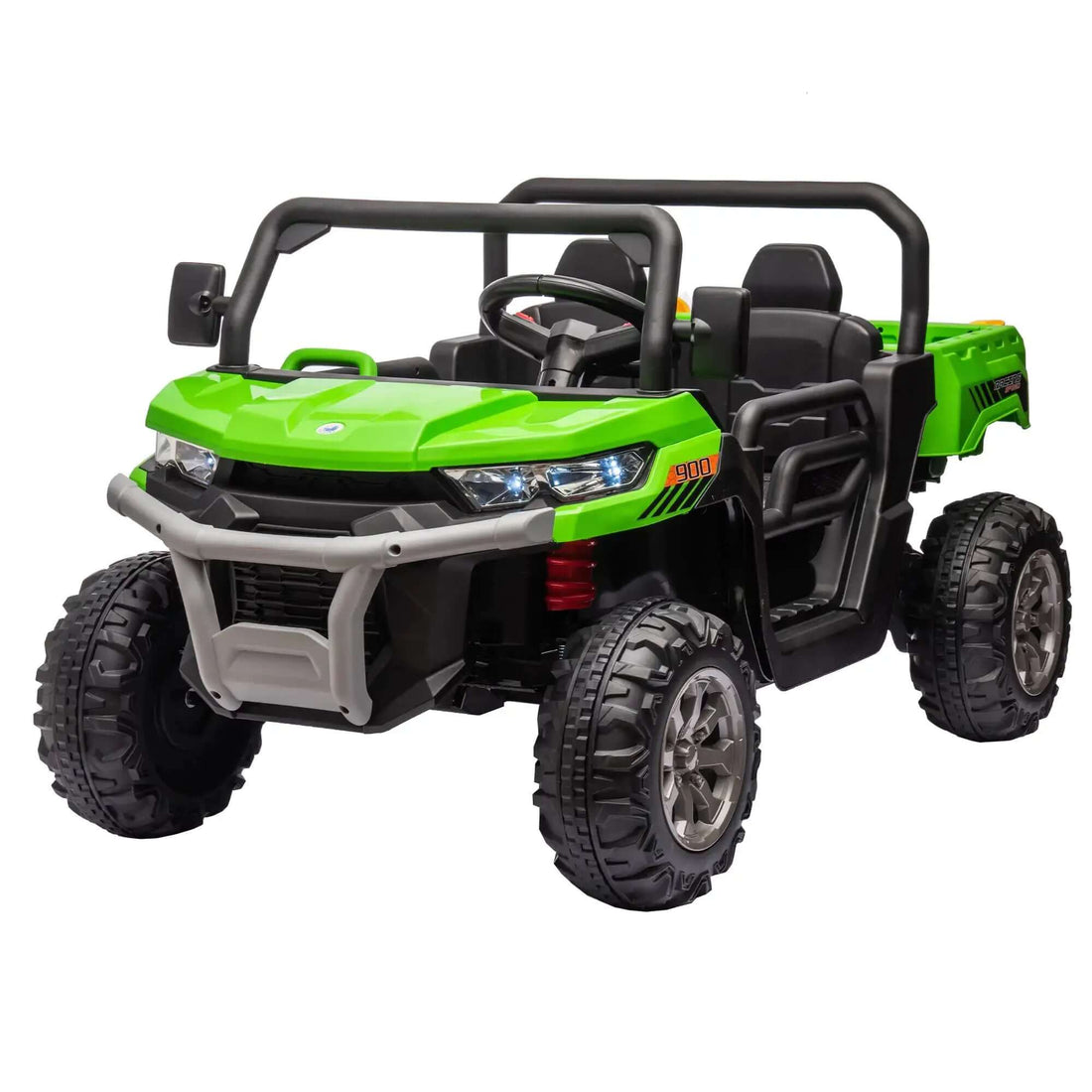 24V 2-Seater Ride-On UTV with 2x200W Motors, Dump Bed, Shovel, Parent Remote Control, Non-Slip Tires. Perfect electric truck for boys and girls!