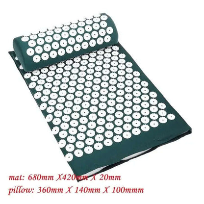 Portable yoga mat and massage pillow for health, featuring soothing points and ergonomic design for muscle relief.