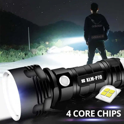Linterna LED ultra potente: recargable por USB, resistente al agua, linterna