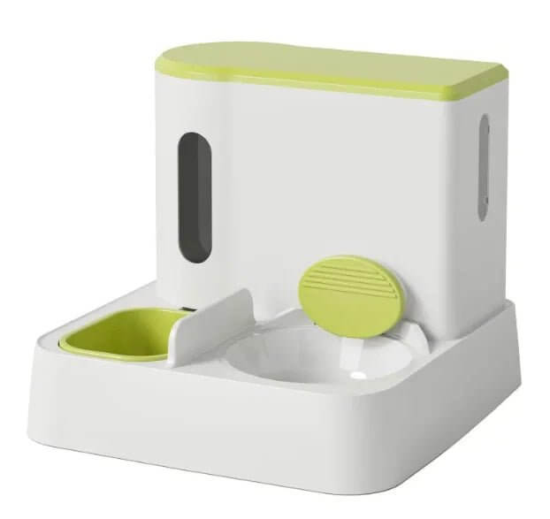 This Automatic Cat Feeder &amp; Water Dispenser features a dual-bowl design, offering a convenient and hygienic way to ensure your furry friend stays well-fed and hydrated.