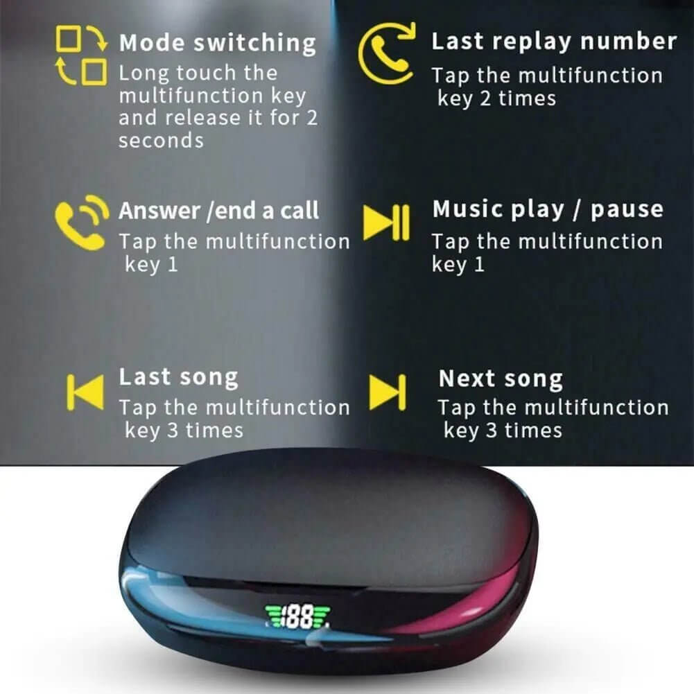 Bluetooth Headset 5.1 True Wireless Earphones Earbuds Headphones HiFi Sport TWS - 11 Étoiles