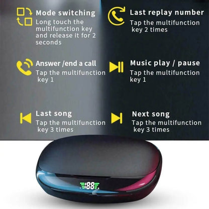 Bluetooth Headset 5.1 True Wireless Earphones Earbuds Headphones HiFi Sport TWS - 11 Étoiles