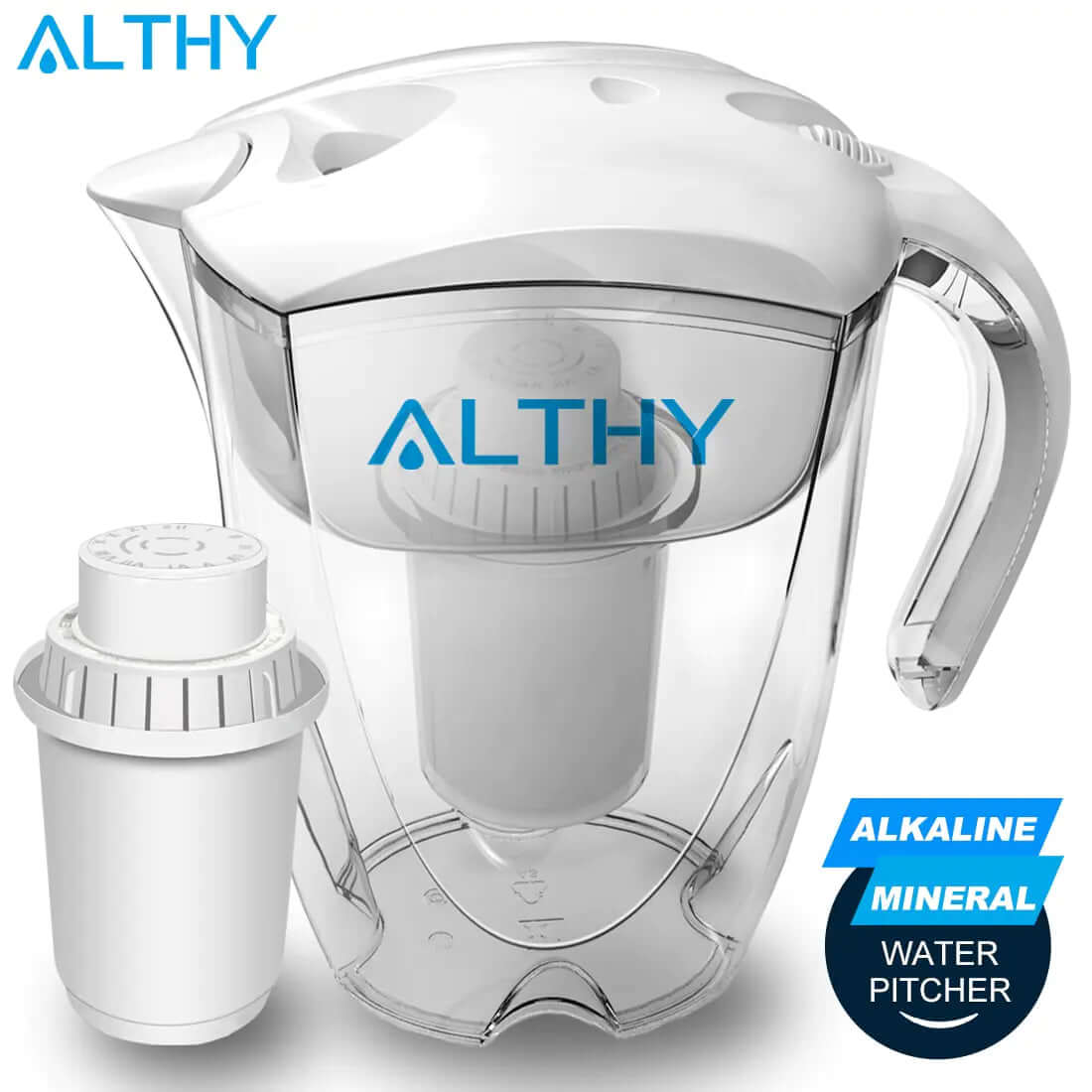 Eau alcaline avec le pichet d&