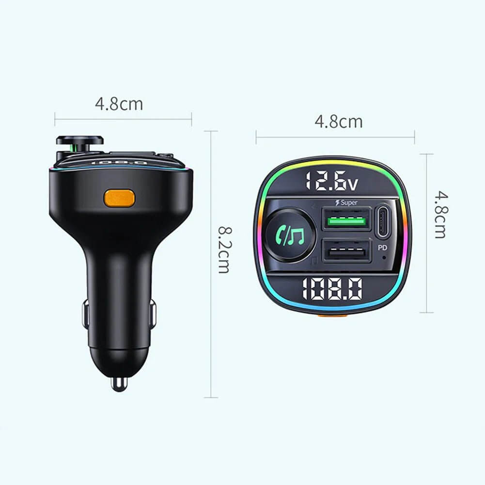 Adaptateur transmetteur FM sans fil Bluetooth 5.0 pour voiture Chargeur USB PD AUX mains libres 