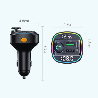 Adaptateur transmetteur FM sans fil Bluetooth 5.0 pour voiture Chargeur USB PD AUX mains libres 
