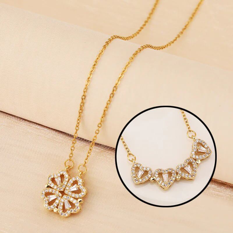 Collier en acier titane avec trèfle à quatre feuilles