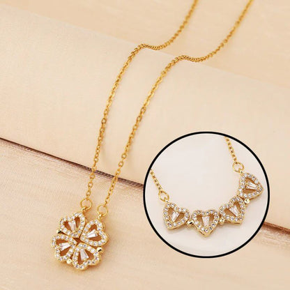 Collier en acier titane avec trèfle à quatre feuilles