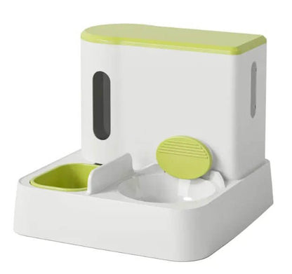 This Automatic Cat Feeder &amp; Water Dispenser features a dual-bowl design, offering a convenient and hygienic way to ensure your furry friend stays well-fed and hydrated.